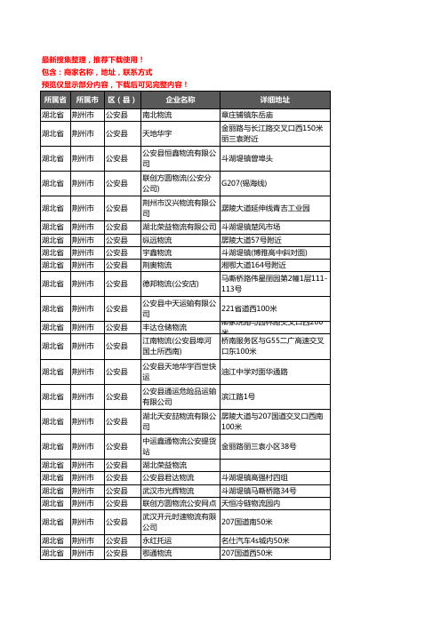 新版湖北省荆州市公安县货运企业公司商家户名录单联系方式地址大全50家