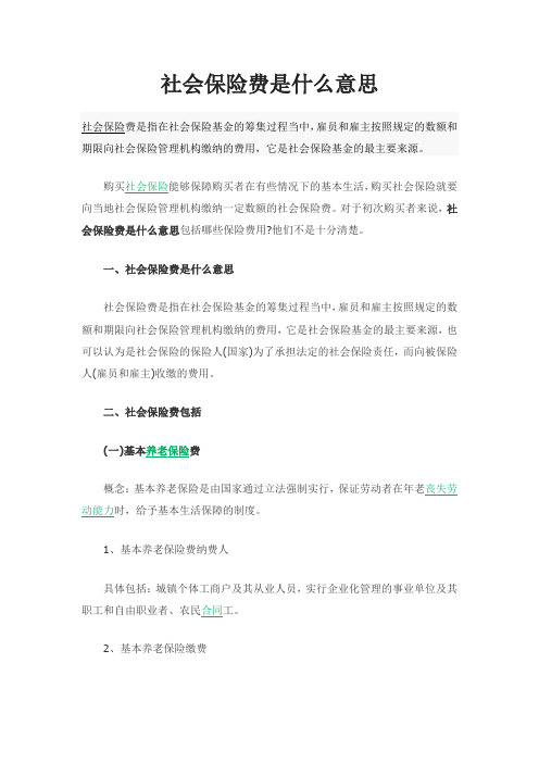 社会保险费是什么意思