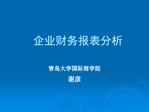 企业财务报表分析讲义(PPT 224页)