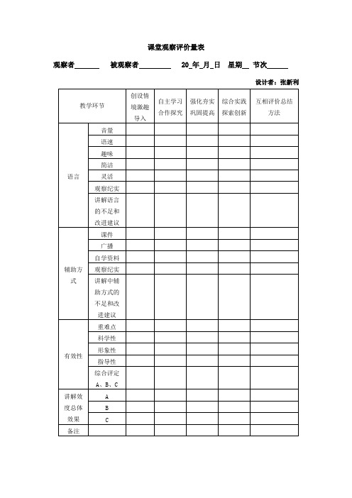 课堂观察量表参考(二)