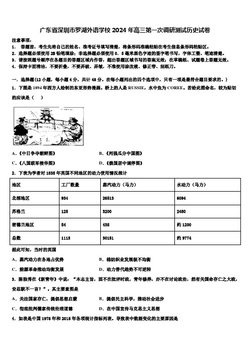 广东省深圳市罗湖外语学校2024年高三第一次调研测试历史试卷含解析