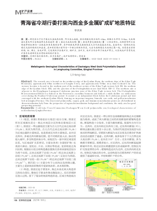 青海省冷湖行委打柴沟西金多金属矿成矿地质特征