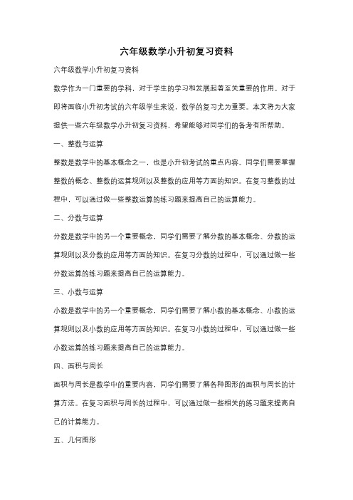 六年级数学小升初复习资料