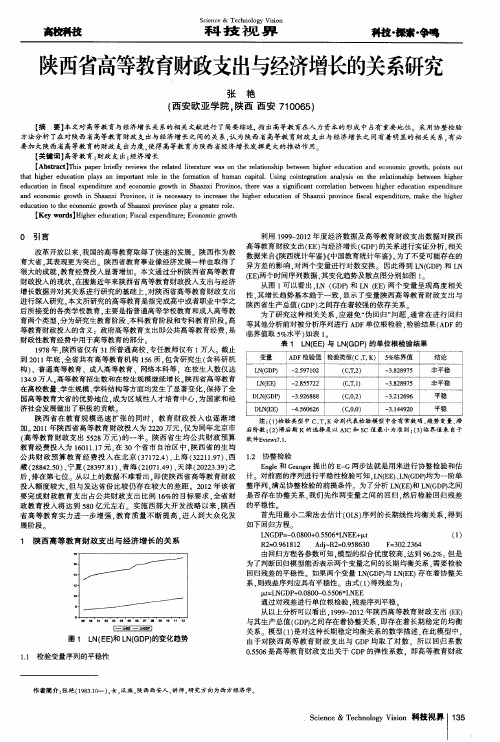 陕西省高等教育财政支出与经济增长的关系研究