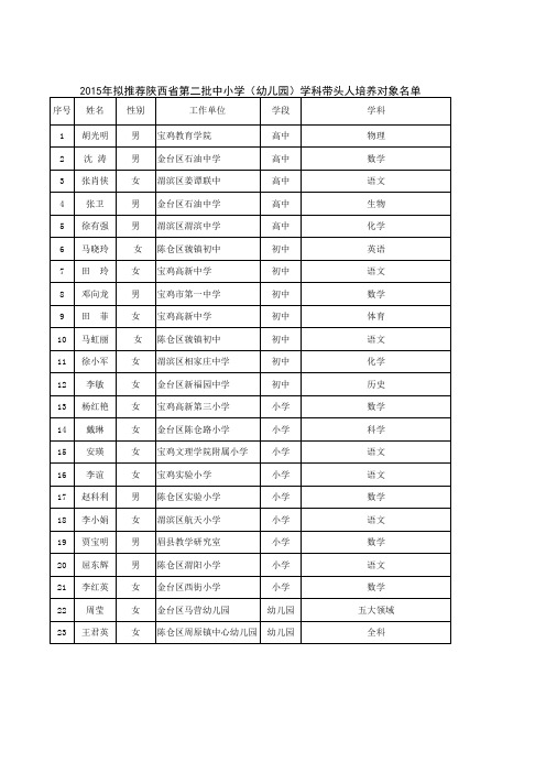 学科带头人成绩公示