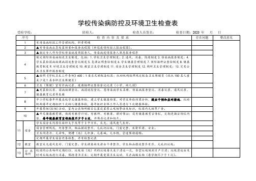 学校传染病防控及环境卫生检查表