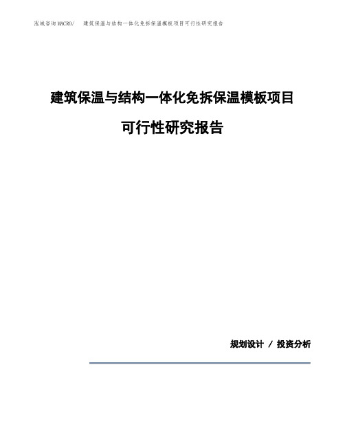 建筑保温与结构一体化免拆保温模板项目可行性研究报告模板范文(立项备案项目申请)