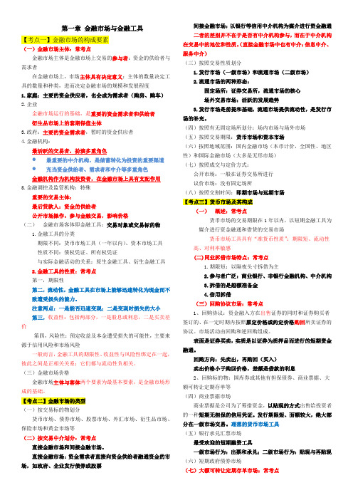 2018新大纲中级经济师金融各章重点考点总结