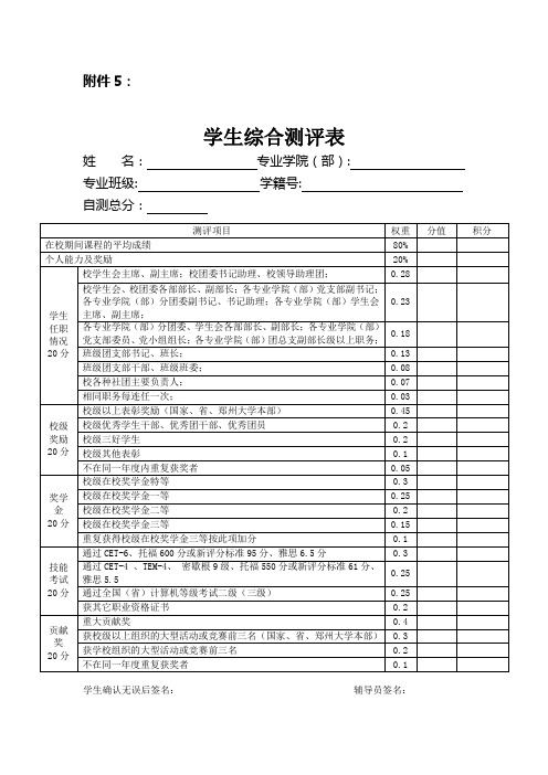 综合素质测评表