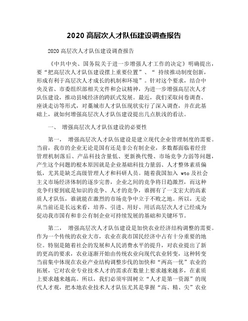 2020高层次人才队伍建设调查报告