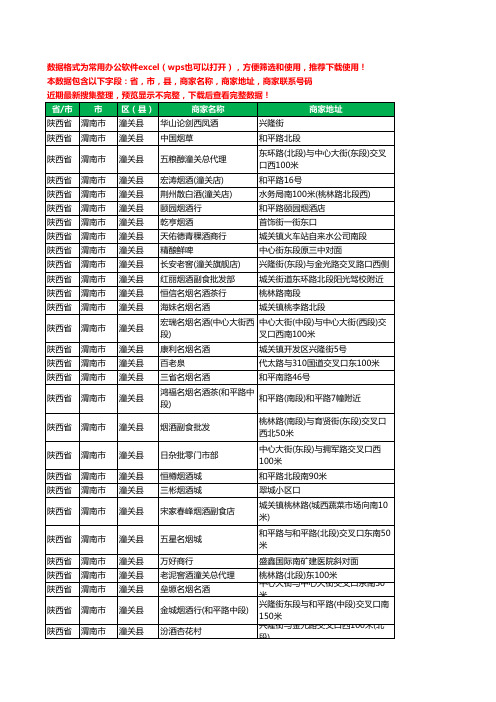 2020新版陕西省渭南市潼关县烟酒工商企业公司商家名录名单黄页联系电话号码地址大全55家