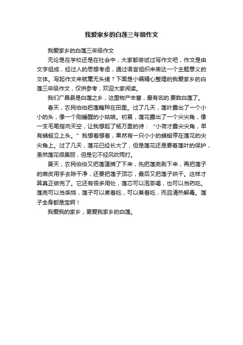 我爱家乡的白莲三年级作文