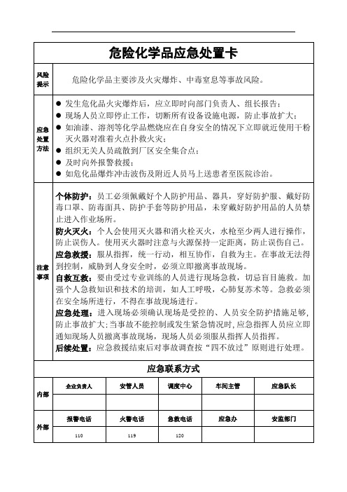 危险化学品应急处置卡