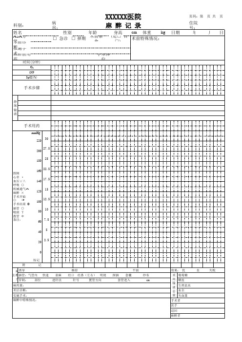 新麻醉记录单
