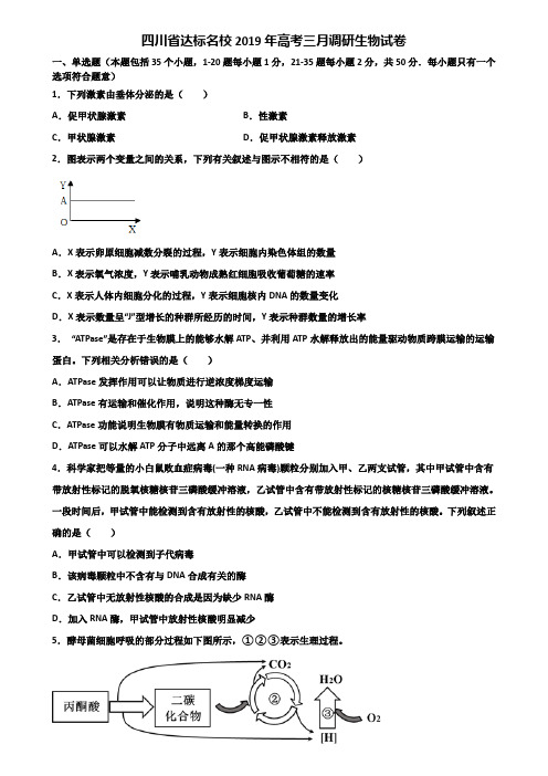 四川省达标名校2019年高考三月调研生物试卷含解析