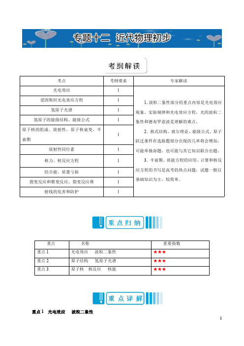 2020年高考物理专题12  近代物理初步