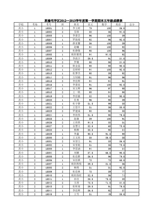 小学成绩统计表