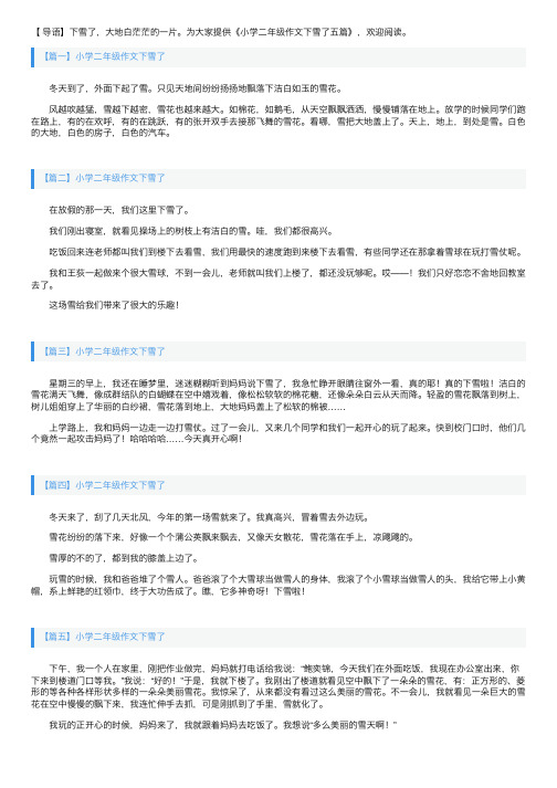 小学二年级作文下雪了五篇