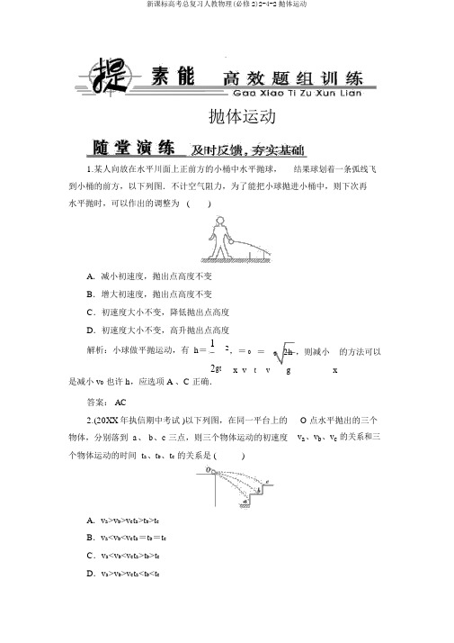 新课标高考总复习人教物理(必修2)2-4-2抛体运动