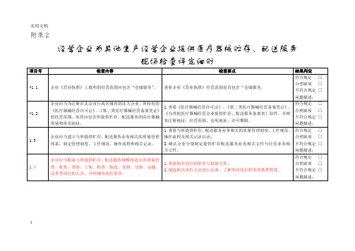 经营企业为其他生产经营企业提供医疗器械贮存、配送服务现场检查评定细则