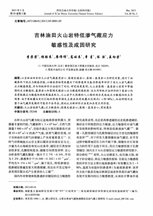 吉林油田火山岩特低渗气藏应力敏感性及成因研究