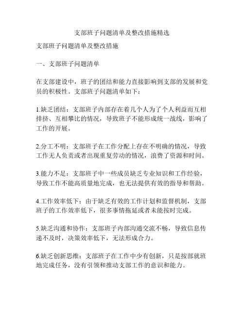 支部班子问题清单及整改措施精选