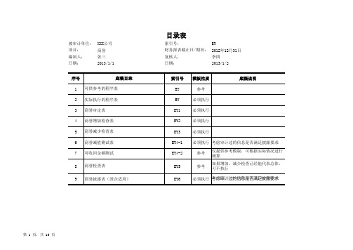 EY-商誉审计底稿审计工作底稿模版