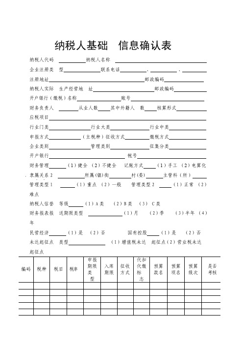 纳税人基础信息确认表