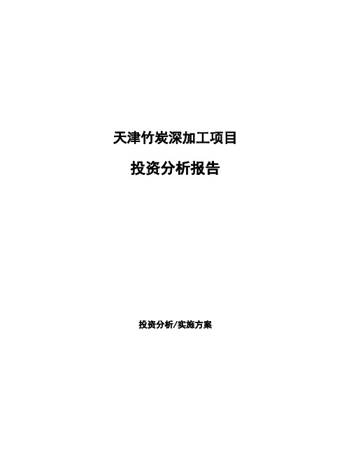 天津竹炭深加工项目投资分析报告