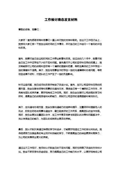 工作检讨表态发言材料