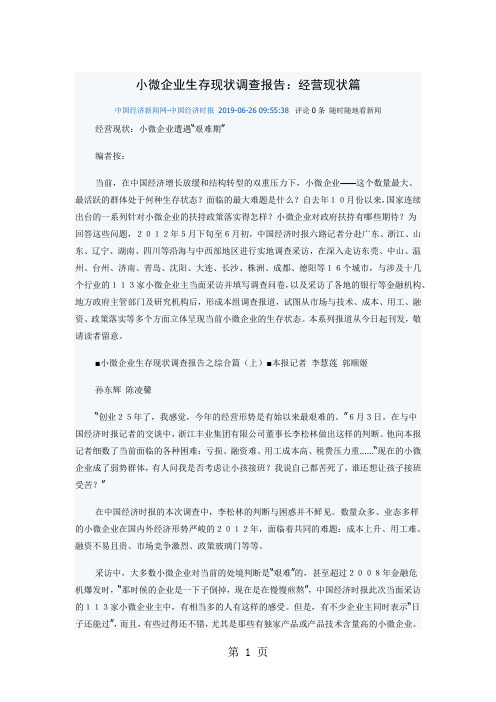 小微企业生存现状调查报告11页word文档