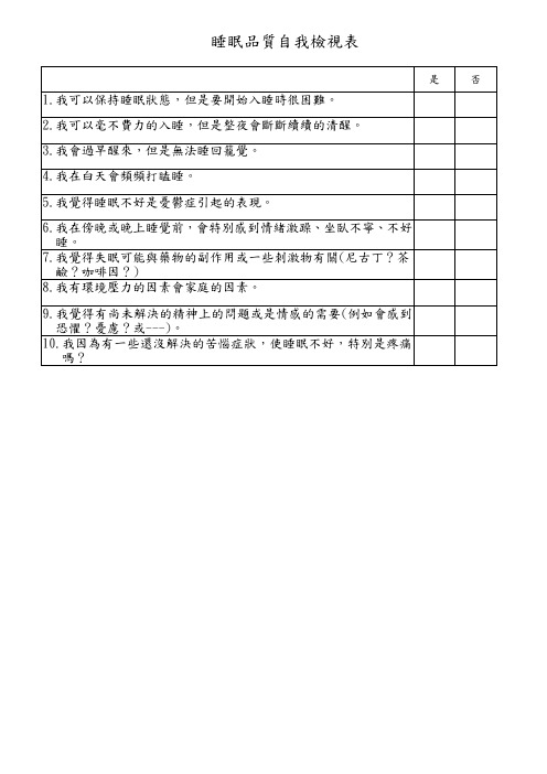 忧郁症自我检视量表