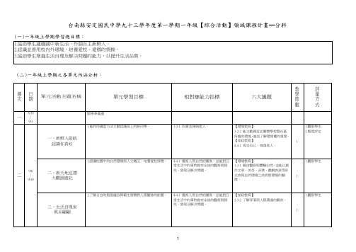 台南县安定国民中学九十三学年度第一学期一年级【综合活动】领(精)