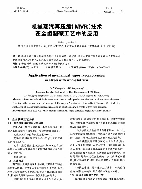 机械蒸汽再压缩(MVR)技术在全卤制碱工艺中的应用