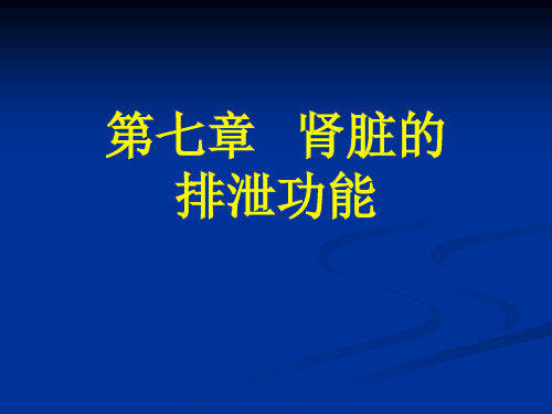 动物生理学第七章肾脏的排泄