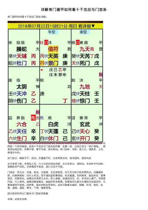 详解奇门遁甲如何看十干克应与门宫卦