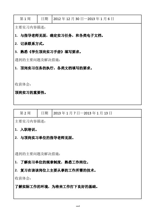 顶岗实习手册填写内容(学生周记)(新、选)