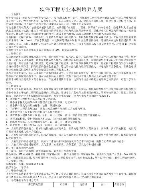 中南大学软件学院培养方案