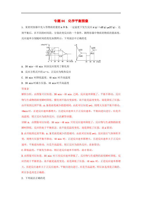 高考化学一轮复习化学反应速率和化学平衡专题04化学平衡图像练习