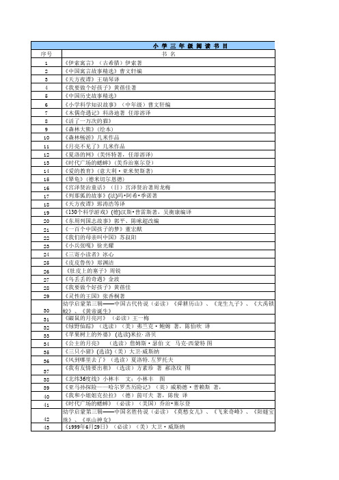 小学三年级寒暑假推荐课外阅读书目(分级阅读)
