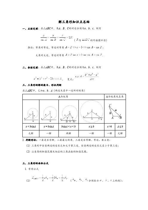 (完整版)最全解三角形知识点总结,推荐文档