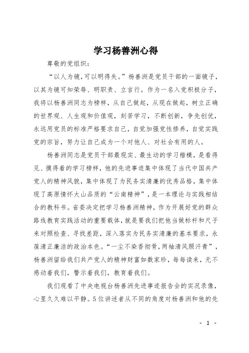 学习杨善洲心得