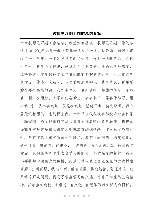 教师见习期工作的总结5篇