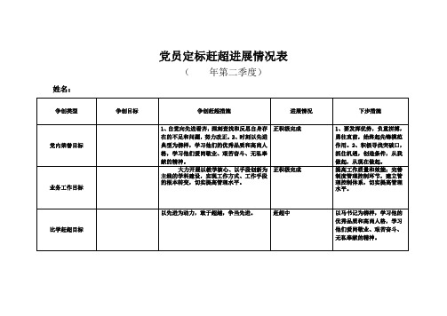 党员定标赶超进展情况表