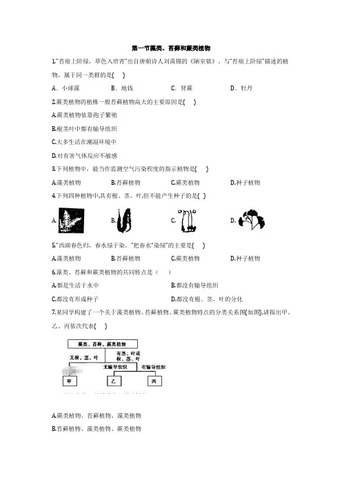 2022人教版七年级上册生物 第三单元第一章同步随堂测试题附答案