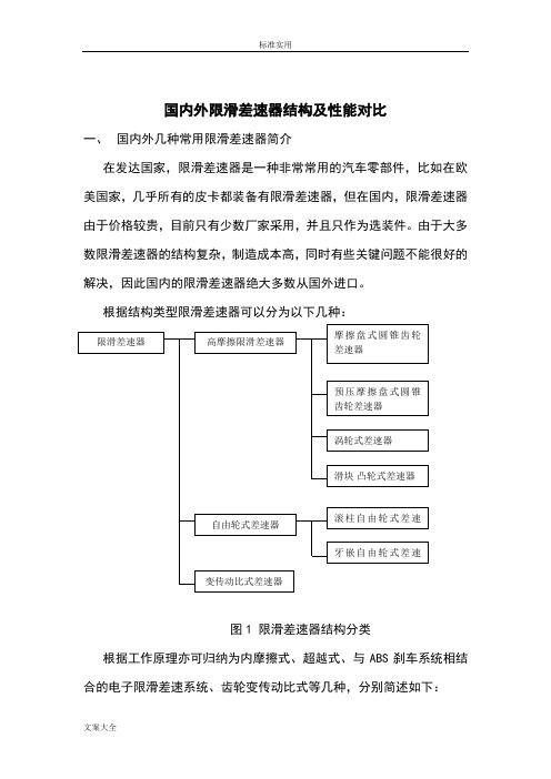 国内外限滑差速器结构及性能对比