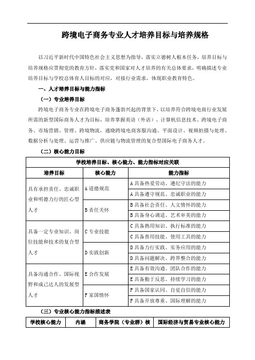 跨境电子商务专业人才培养目标与培养规格