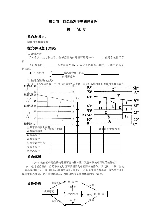 第2节 自然地理环境的差异性 学案
