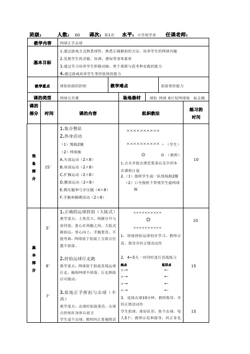 儿童短时网球教案