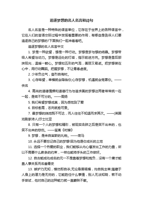 追逐梦想的名人名言和诗句